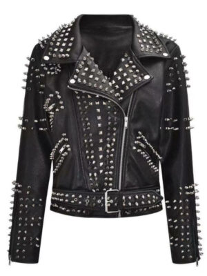 Unisex Slim Punk Spike Gothic Studded Biker Leather Jacket