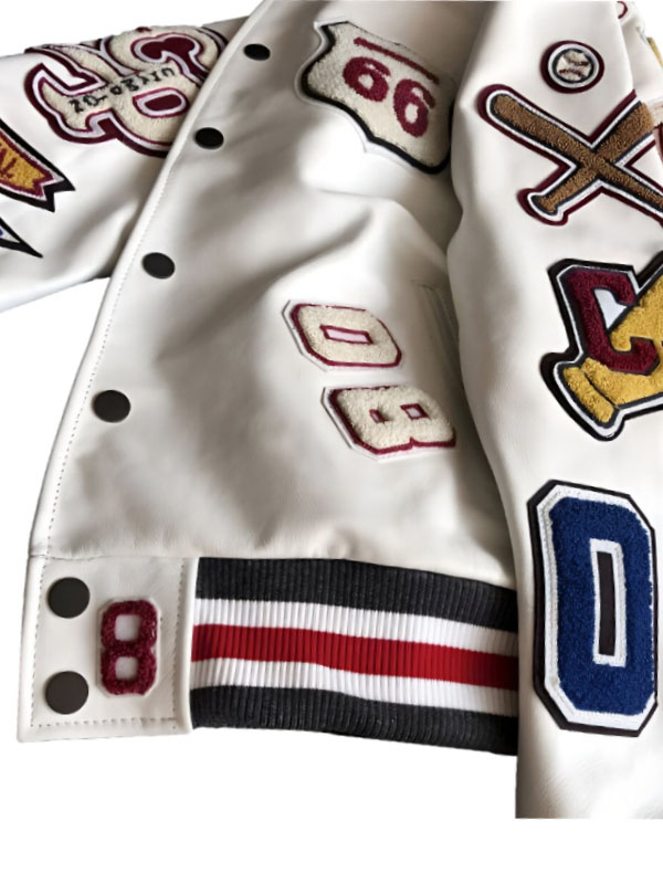 Unisex Wining The Day Embroidery Baseball Leather Jacket