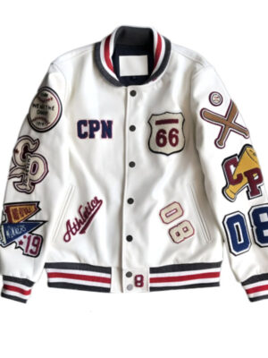 Unisex Wining The Day Embroidery Baseball Leather Jacket