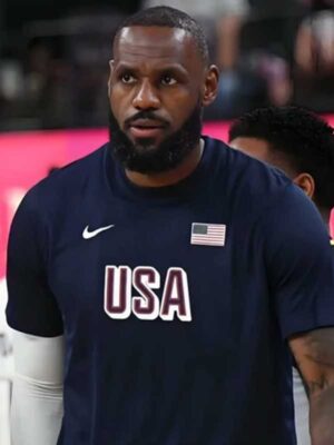 USA Basketball LeBron James Blue Cotton T-Shirt
