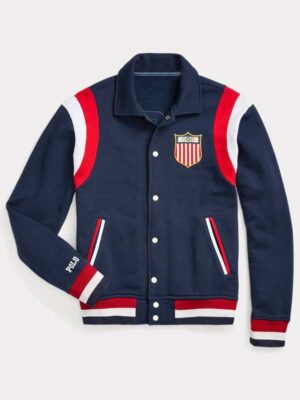 Olympic 2024 Team USA Fleece Baseball Blue Bomber Jacket