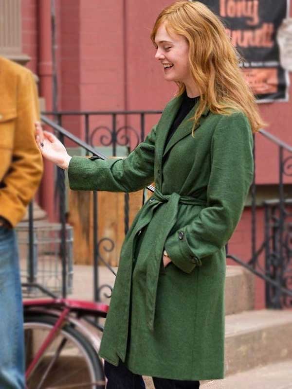 Elle Fanning A Complete Unknown Sylvie Russo Green Coat