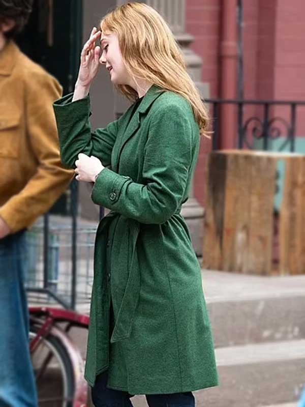 Elle Fanning A Complete Unknown Sylvie Russo Green Coat