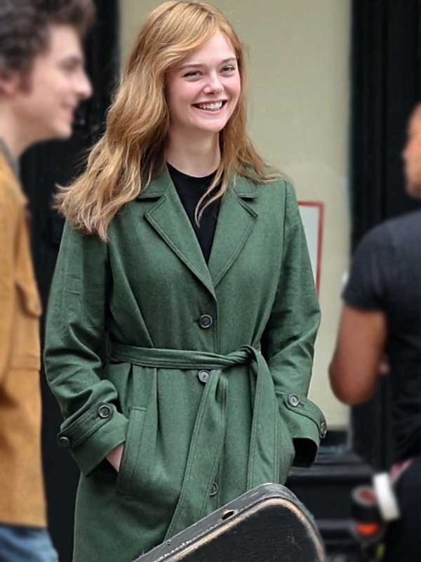 Elle Fanning A Complete Unknown Sylvie Russo Green Coat