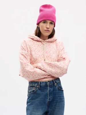 Gap × Love Shack Fancy Pink & Multi Floral Cropped Hoodie