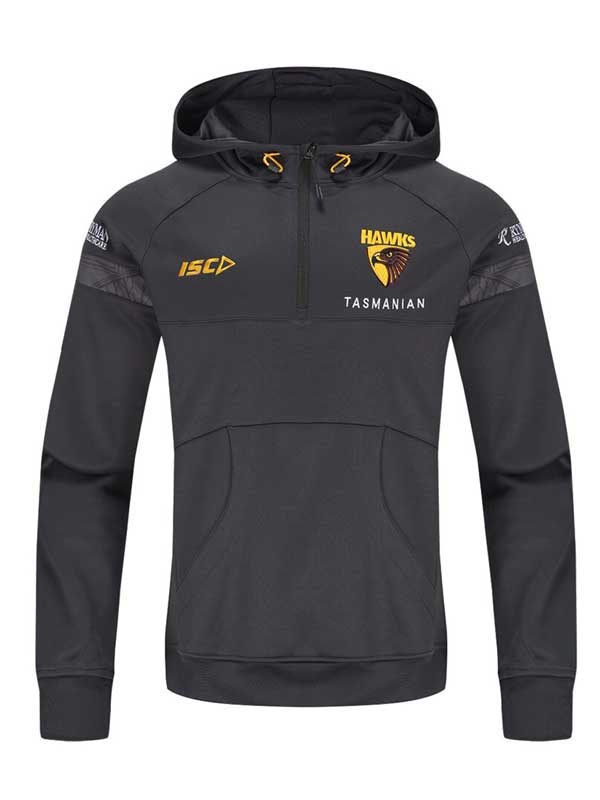 Hawthorn Hawks 2024 ISC Half Zip Black Pullover Hoodie