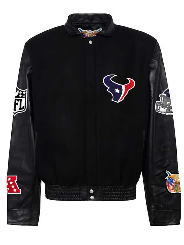Houston Texans Jeff Hamilton Black Varsity Bomber Jacket