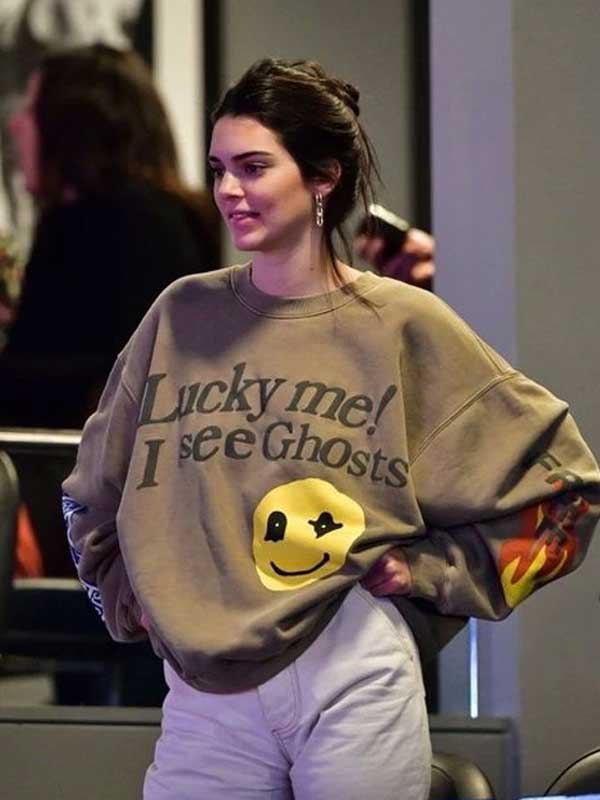 Kendall Jenner Lucky Me See I Ghosts Crewneck Sweatshirt