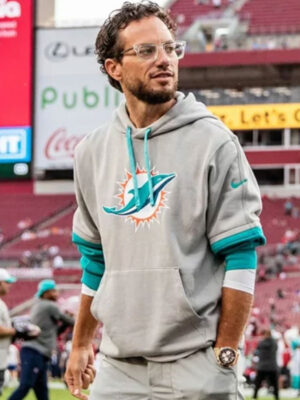 Mike McDaniel Miami Dolphins Grey Sideline Club Hoodie