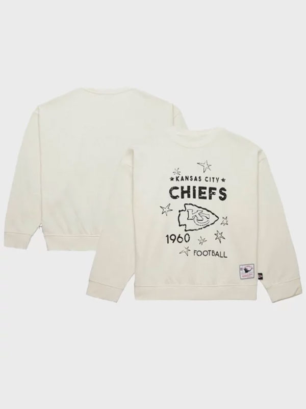 Mitchell & Ness Cream KC Chiefs Throwback Logo 3.0 Sweatshirt