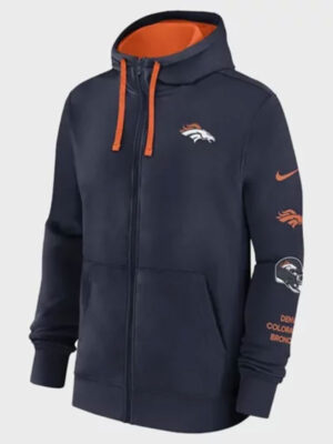 NFL 2024 Denver Broncos Club Zip-up Blue Hoodie