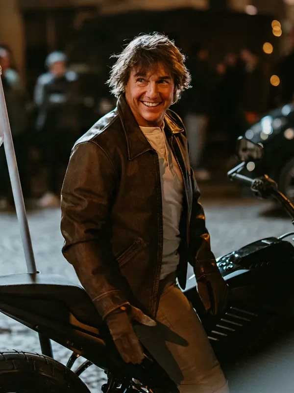 Olympic Tom Cruise Closing Ceremony Brown Leather Jacket