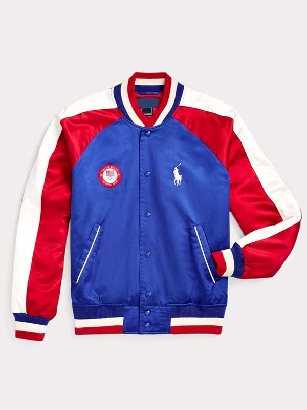 Paris 2024 Olympics Team USA Satin Baseball Jacket