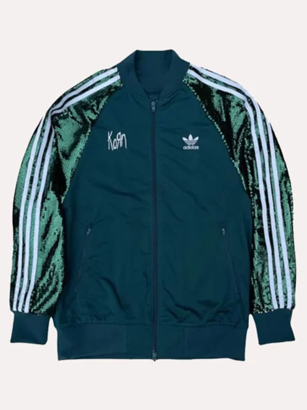 Unisex Korn X Adidas Green Sequin Tracksuit