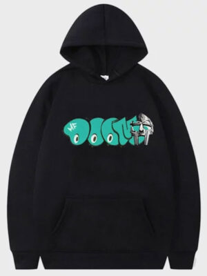 Unisex Mf Doom Black Fleece Pullover Hoodie