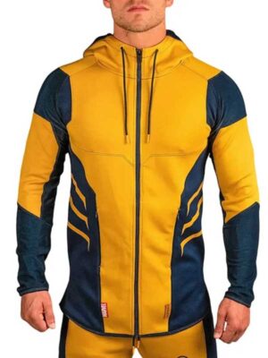 Wolverine Yellow And Blue Zipp Up Fleece Hoodie