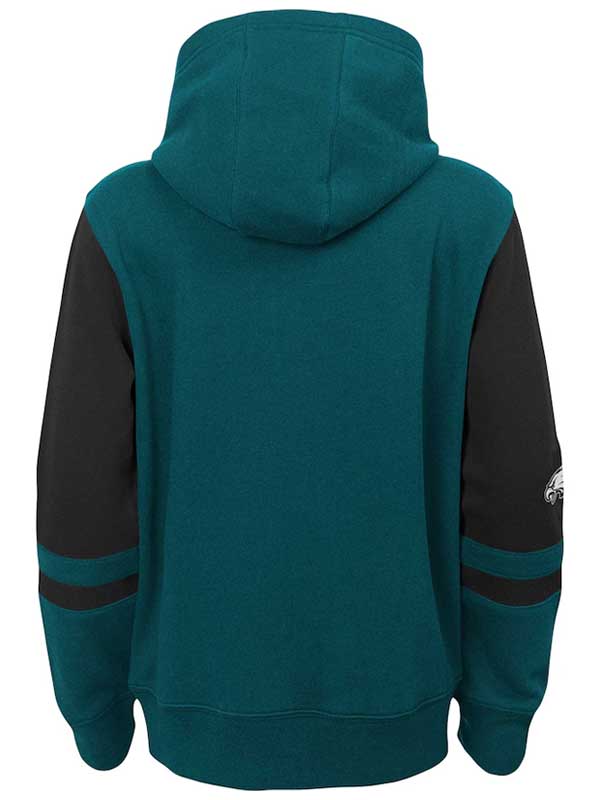 Youth Philadelphia Eagles Green Colorblock Bomber Hoodie