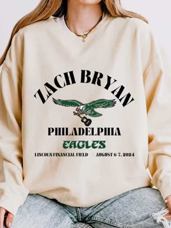 Zach Bryan Philadelphia Eagles Crewneck Sweatshirt