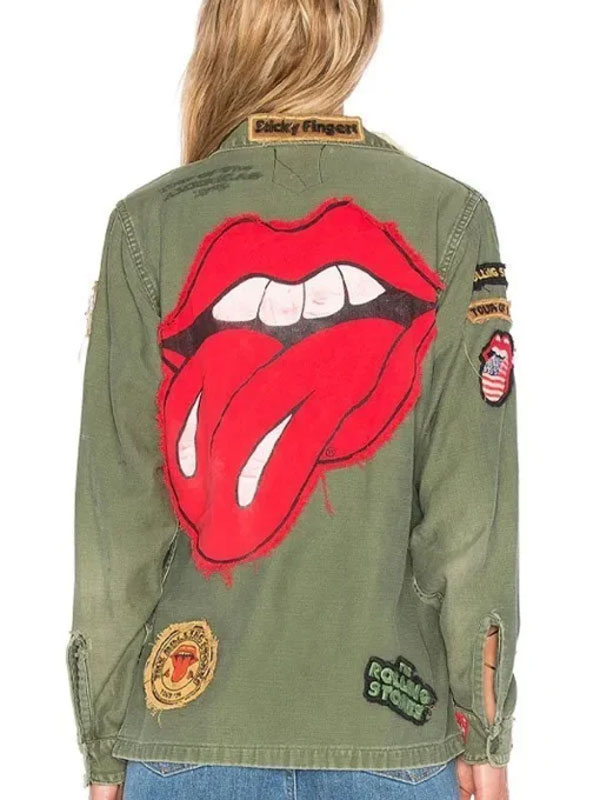 1975 Rolling Stones Printed Green Army Jacket