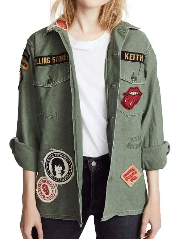1975 Rolling Stones Printed Green Army Jacket