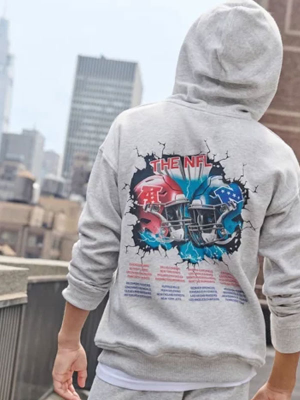 2024 Abercrombie NFL Graphic Pullover Gray Hoodie