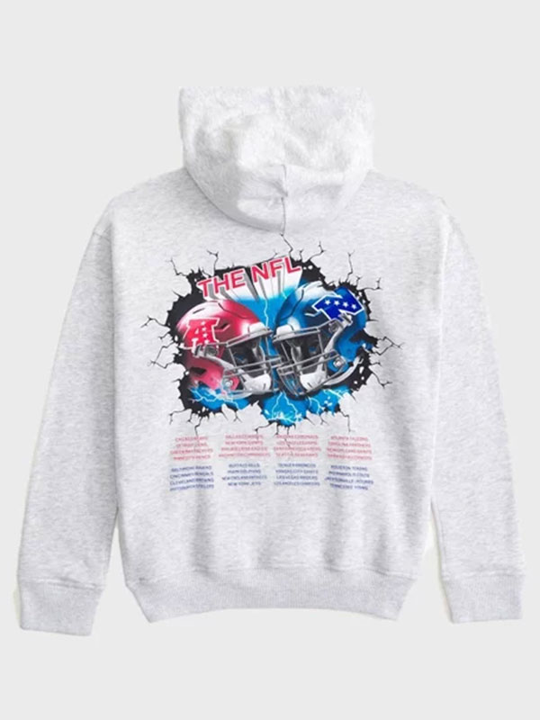2024 Abercrombie NFL Graphic Pullover Gray Hoodie