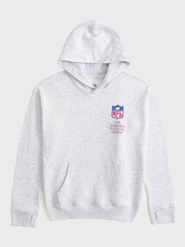 2024 Abercrombie NFL Graphic Pullover Gray Hoodie