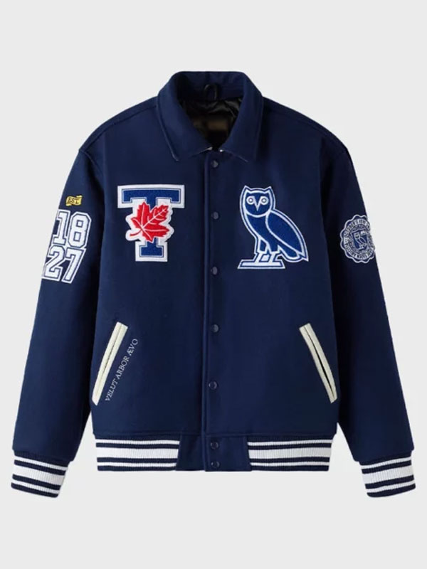 2024 OVO Campus Toronto Navy Blue Varsity Bomber Jacket