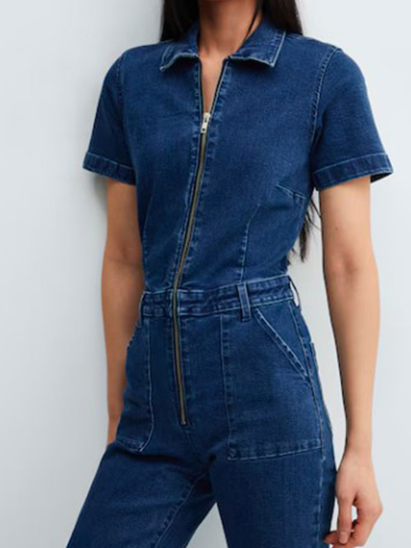 2024 Stephanie Koenig English Teacher Blue Denim Jumpsuit