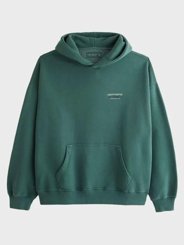 Abercrombie & Fitch Logo Pullover Fleece Hoodie