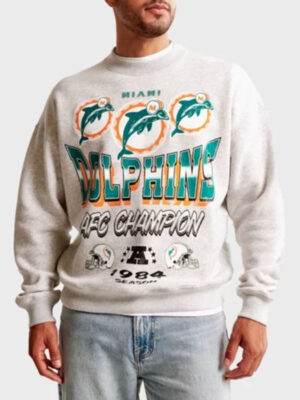 Abercrombie Miami Dolphins Printed Crew Grey Sweatshirt