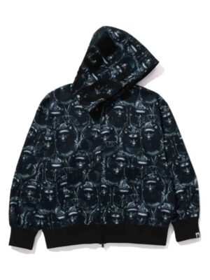 Ape Head Graffiti Shark Fleece Zip-Up Hoodie