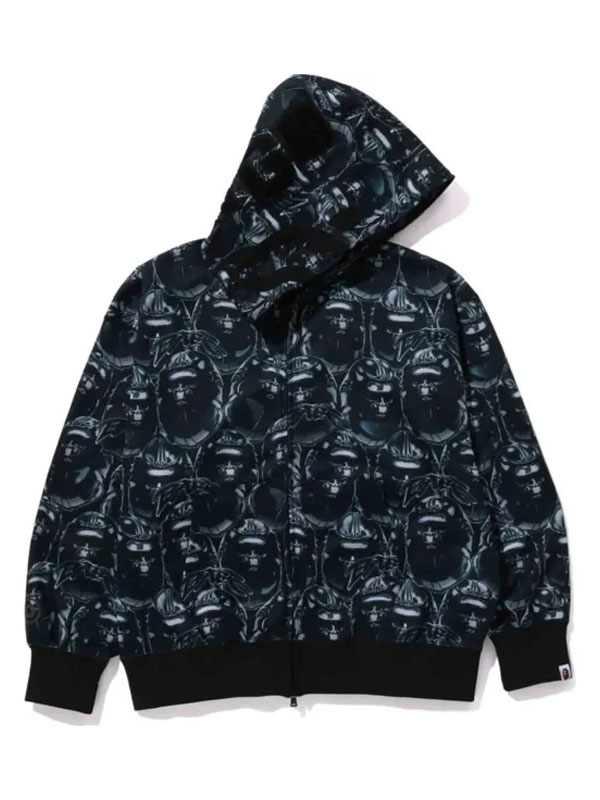 Ape Head Graffiti Shark Fleece Zip-Up Hoodie