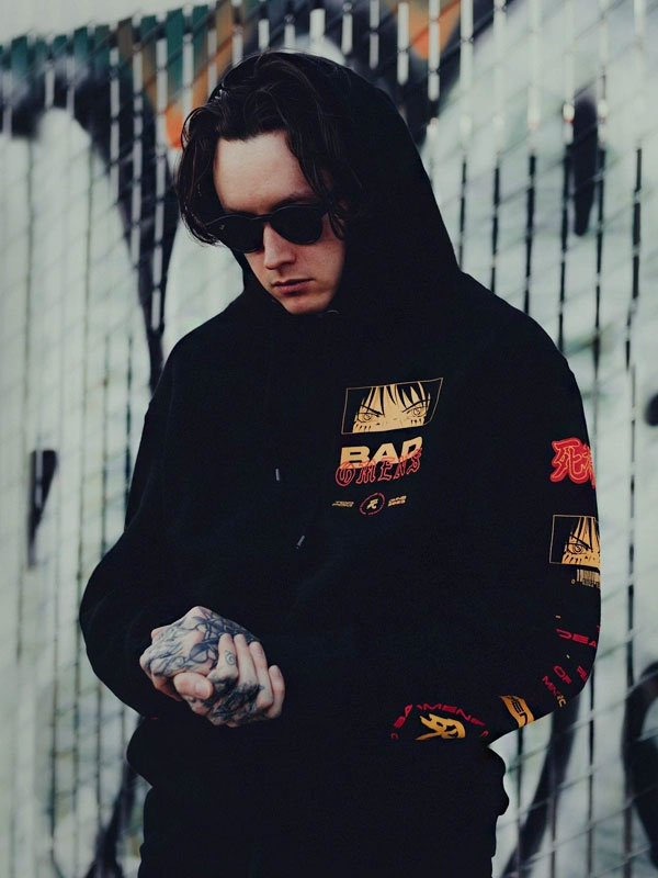 Bad Omens Sharingan Oversized Black Pullover Hoodie