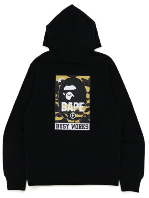 BAPE Busy Works Black Fleece Pullover Hoodie