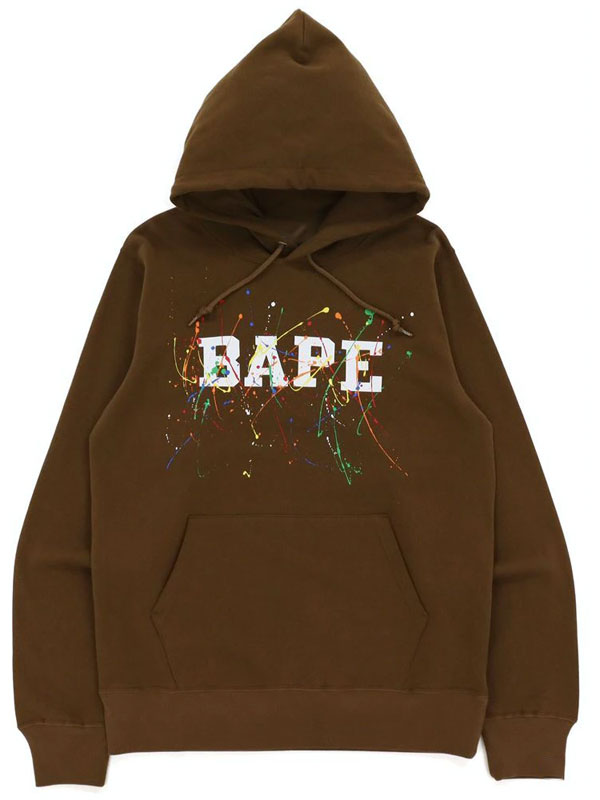 Bape Paint Splatter Fleece Oversized Pullover Hoodie