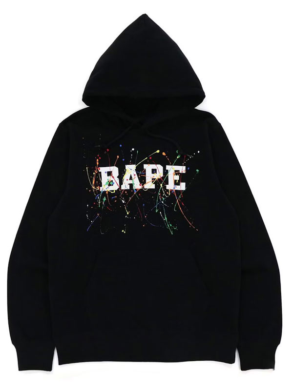 Bape Paint Splatter Fleece Oversized Pullover Hoodie