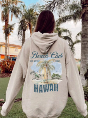 Beach Club Hawaii Surf Coconut Oversized Hoodie
