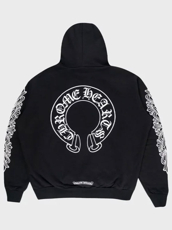 Chrome Hearts Horse Shoe Floral Pullover Black Hoodie