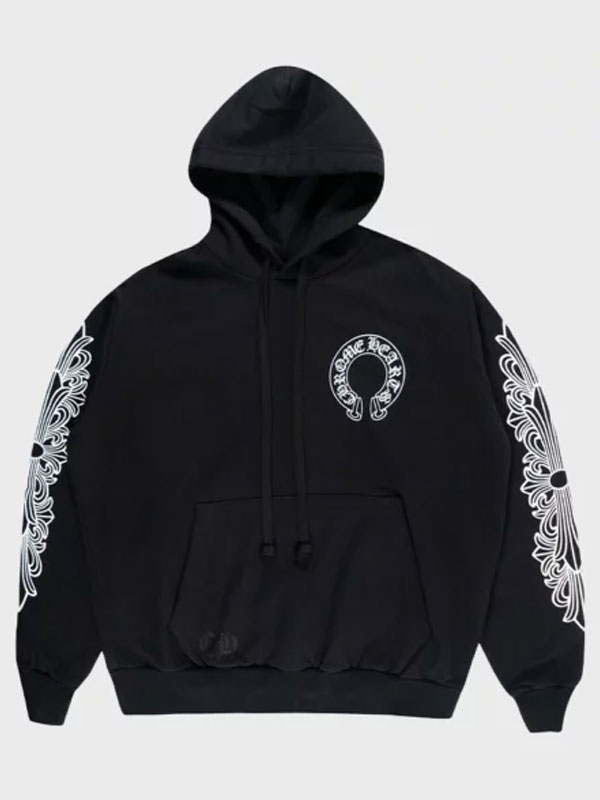 Chrome Hearts Horse Shoe Floral Pullover Black Hoodie