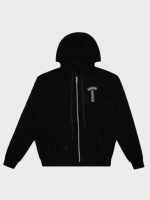 Chrome Hearts Logo USA Shoulder Zip Up Black Hoodie