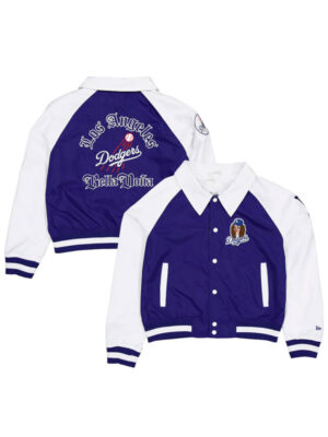 Dona x Los Angeles Dodgers Raglan varsity Bomber Jacket