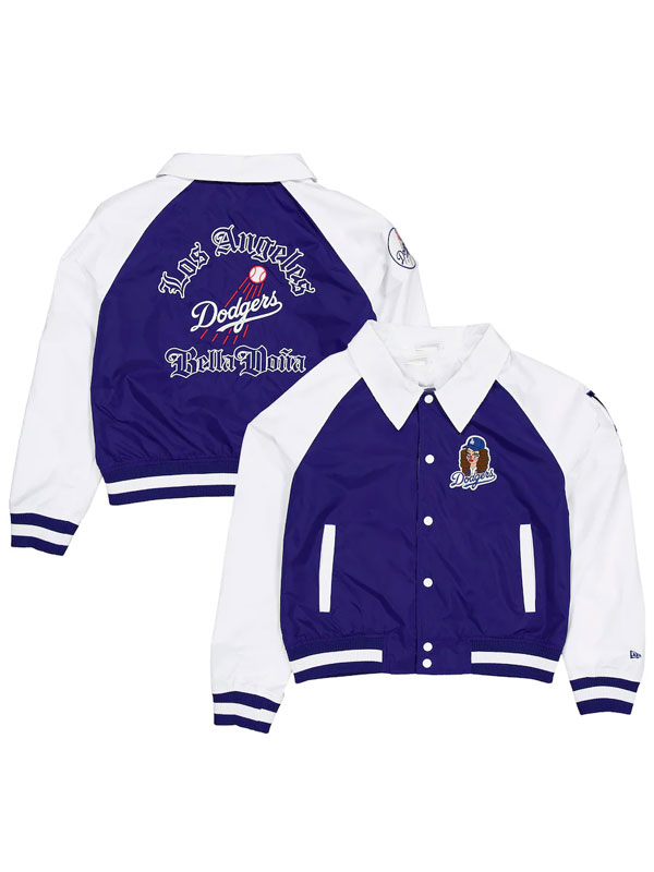Dona x Los Angeles Dodgers Raglan varsity Bomber Jacket
