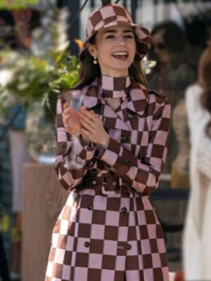 Emily In Paris S04 Lily Collins Checked Trench Coat