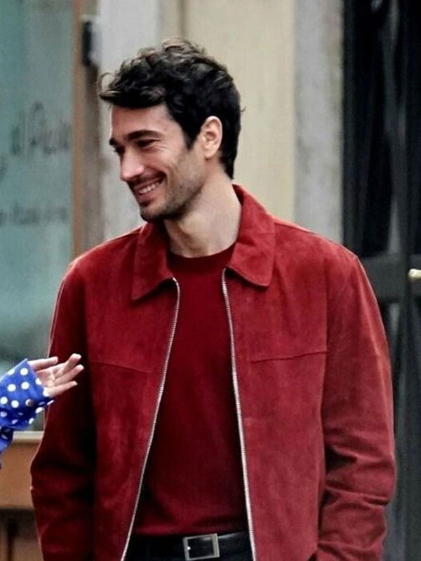 Emily in Paris S04 Marcello Red Suede Jacket