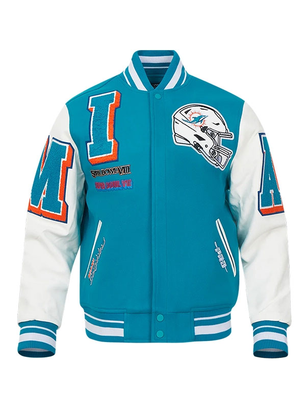 Fernanda Gentil Miami Dolphins Logo Mashup Varsity Jacket