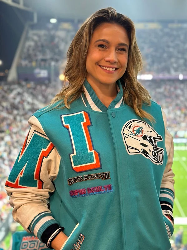Fernanda Gentil Miami Dolphins Logo Mashup Varsity Jacket
