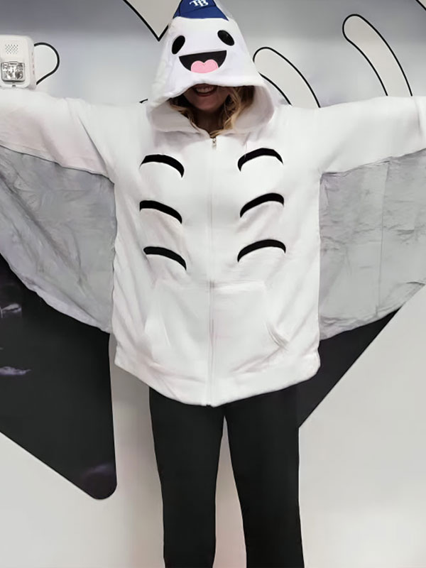Flappy Boi Fleece Zip-Up White Hoodie