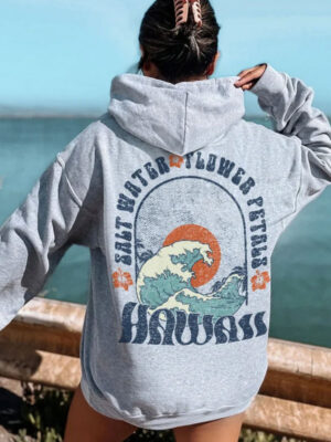 Hawaii Salt Water Flower Petals Oversized Hoodie