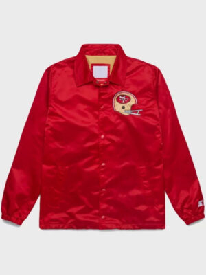 HOMAGE X Starter 49ers Coach Red Satin Jacket